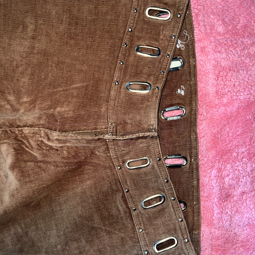 Y2K Max Studio Tan Corduroy Skirt with Pink Accents